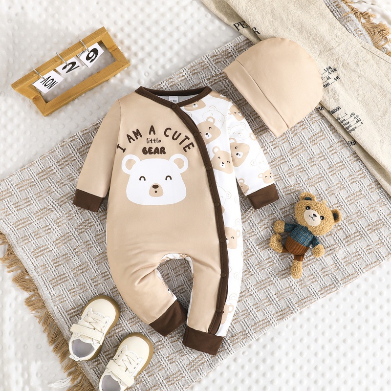 Baby Bear Colorblock Romper (Free Hat)