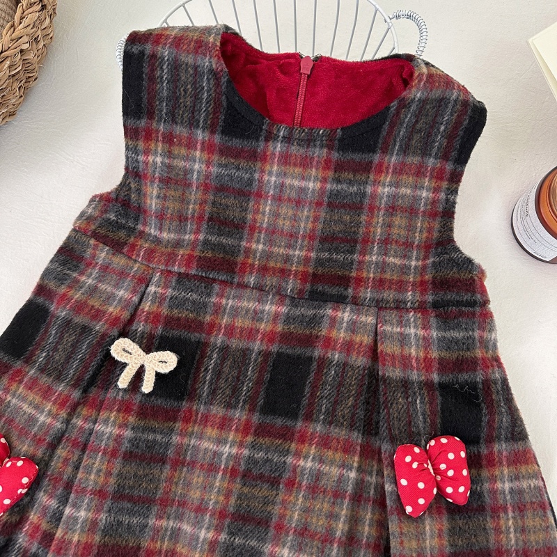 Baby Toddler Girls Warm Plaid Tank Dress