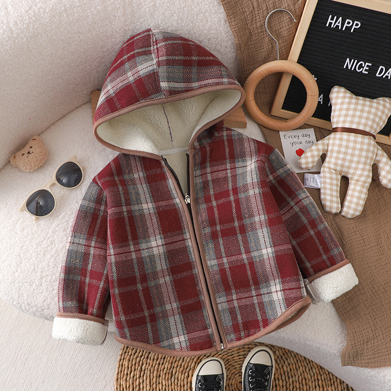 Baby Toddler Warm Tweed Plaid Jacket