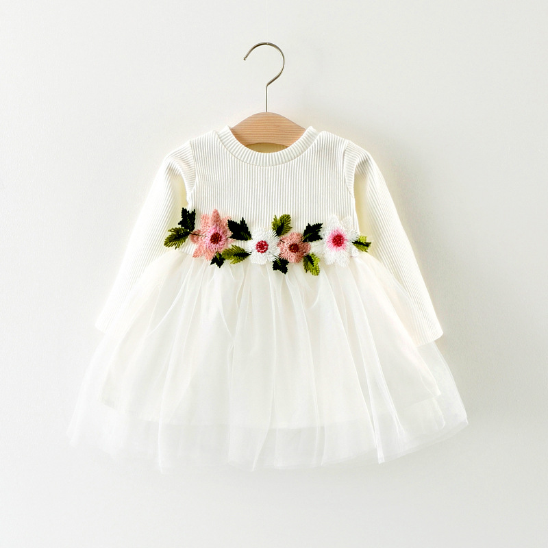 Baby Girls Waist Flower Patchwork Dress
