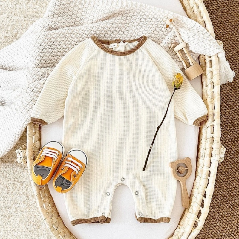 Baby Newborn Waffle Colorblock Romper