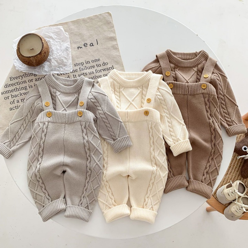 Baby Sweater Overalls Set