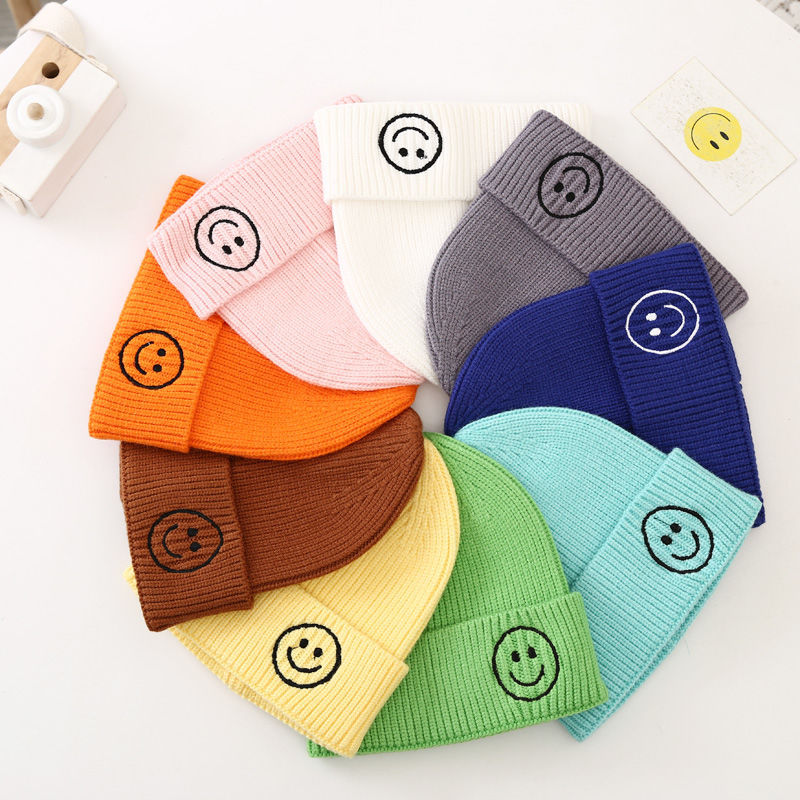 Baby Solid Color Smiley Knit Hat
