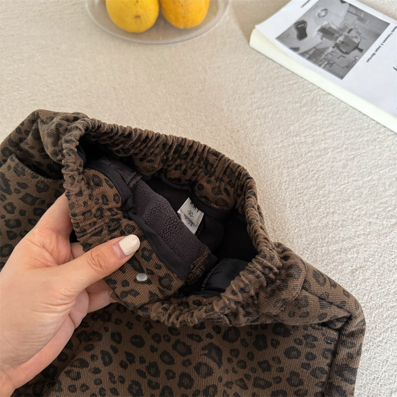 Toddler Leopard Print Warm Casual Pants