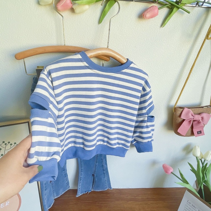 Baby Toddler Girls Striped Sweatshirt & Jeans 2-Piece Set