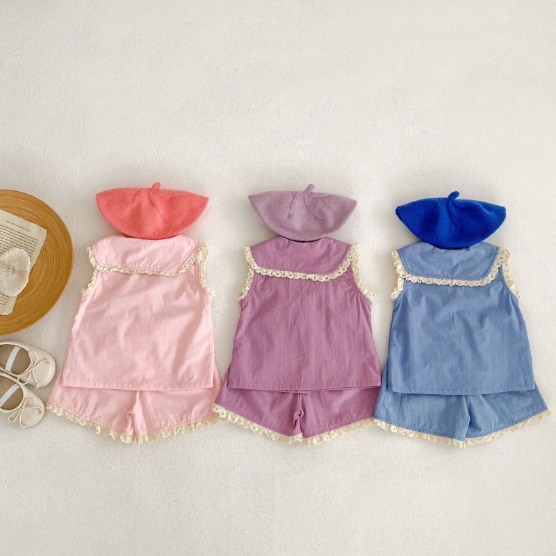 Baby Toddler Lace Patchwork Tank Top and Shorts 2-Piece Set