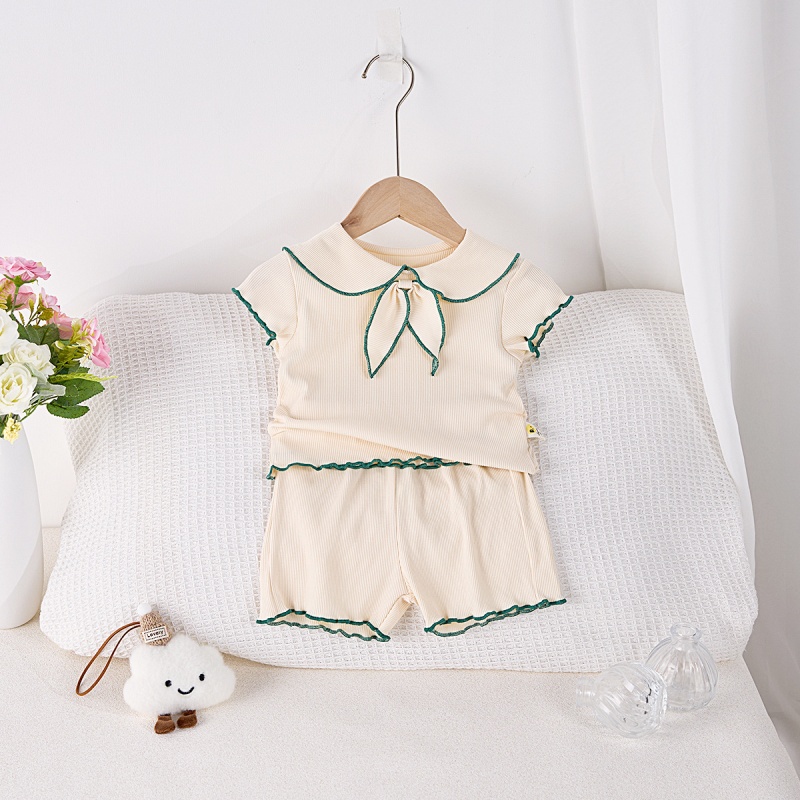 Baby Girl Bow Tie Stretch Shorts 2-Piece Set