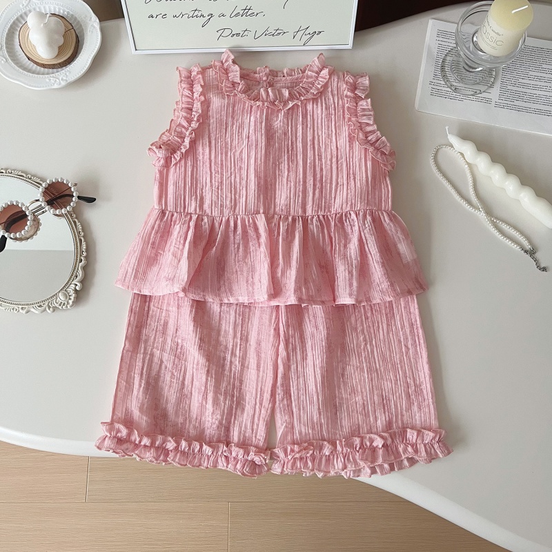 2-Piece Kid Girl Sleeveless Lace Top and Pants Set