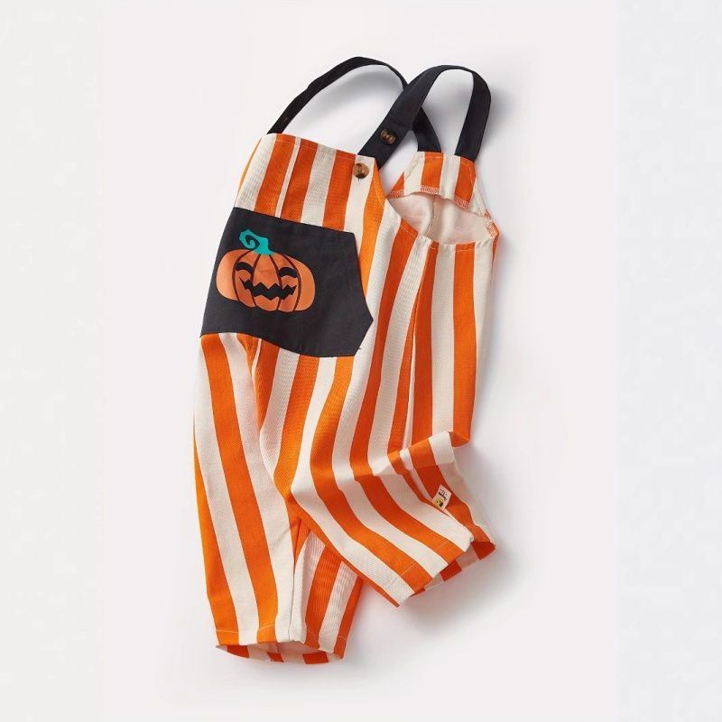 Baby Halloween Funny Pumpkin Printed Overalls