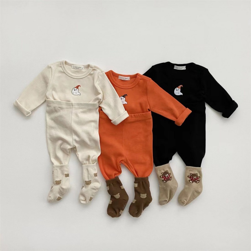 2-Piece Baby Halloween Spooky Ghost Print Set