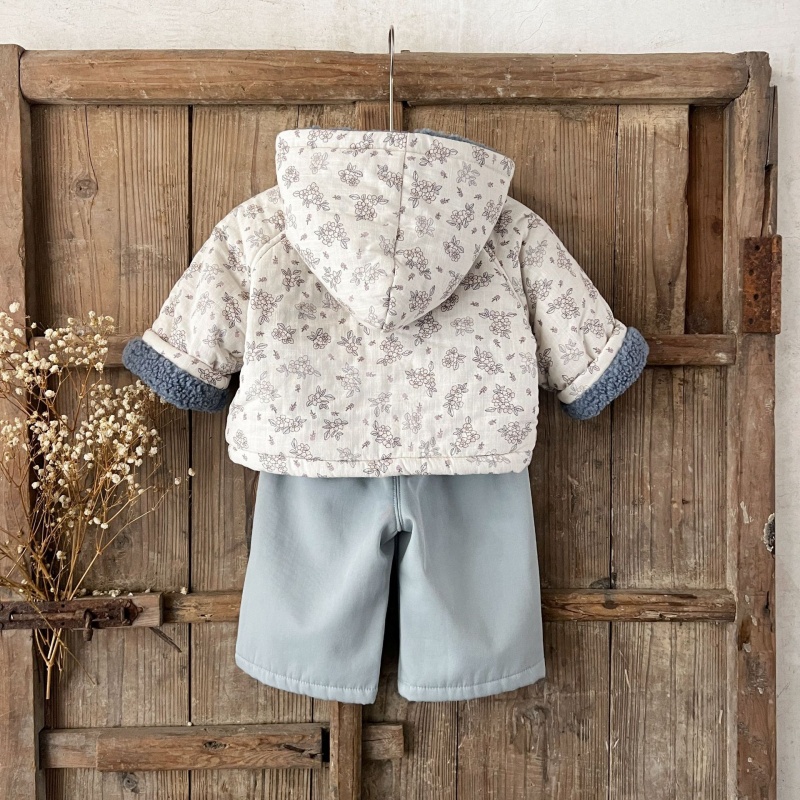 Baby Girl Small Floral Hooded Cotton Jacket