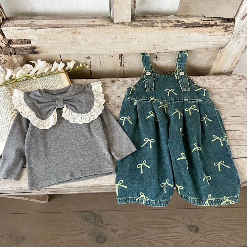 Baby Girl Printed Denim Overalls