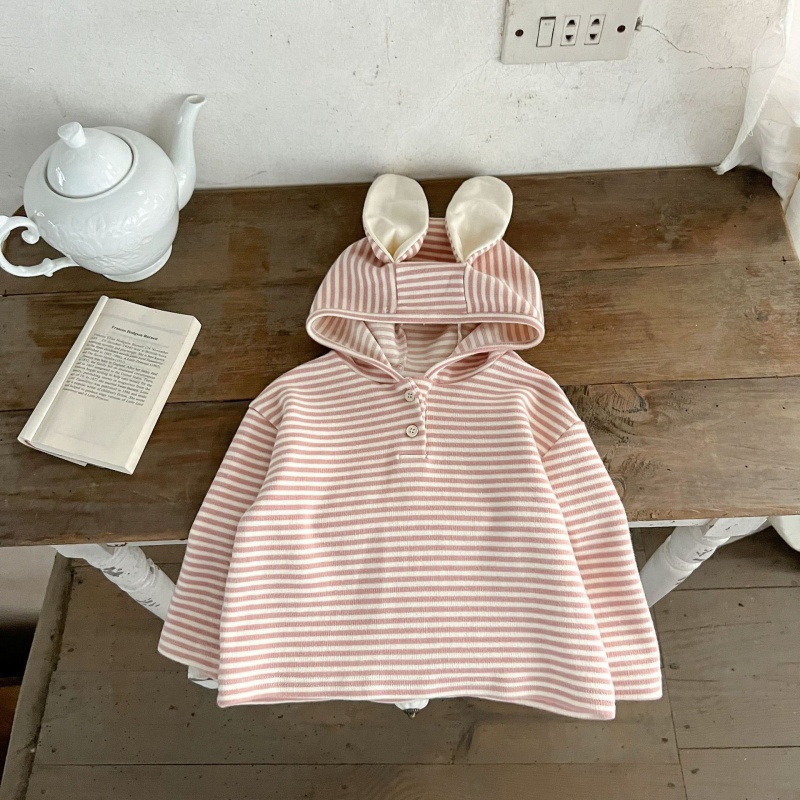 Baby Pink Striped Rabbit Overalls