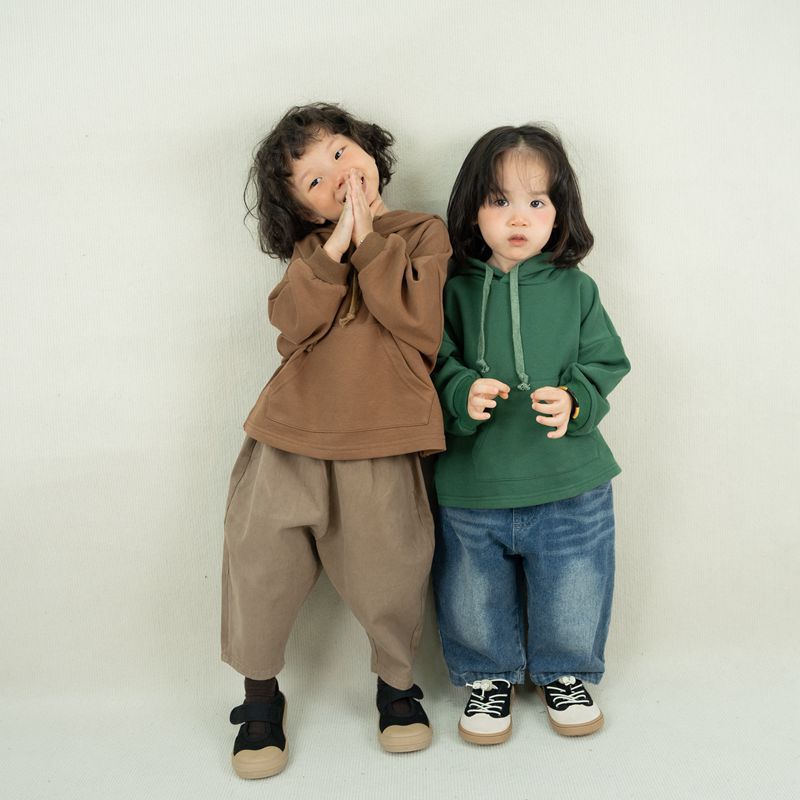 Toddler Casual Pocket Solid Color Hoodie