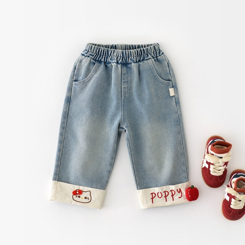 Baby Girl Cat Print Denim Pant