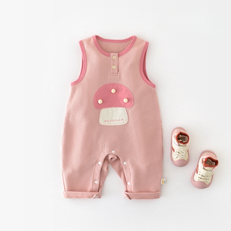 Baby Girl Mushroom Print Overalls