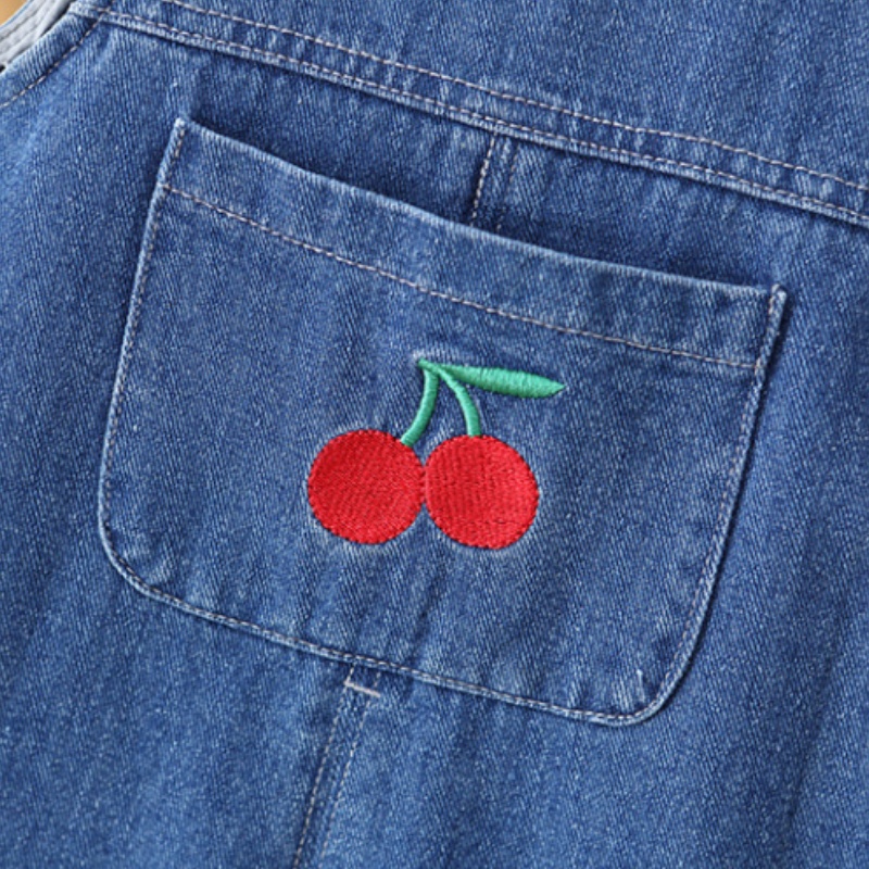 Baby Toddler Flower Print Ruffle Denim Overalls