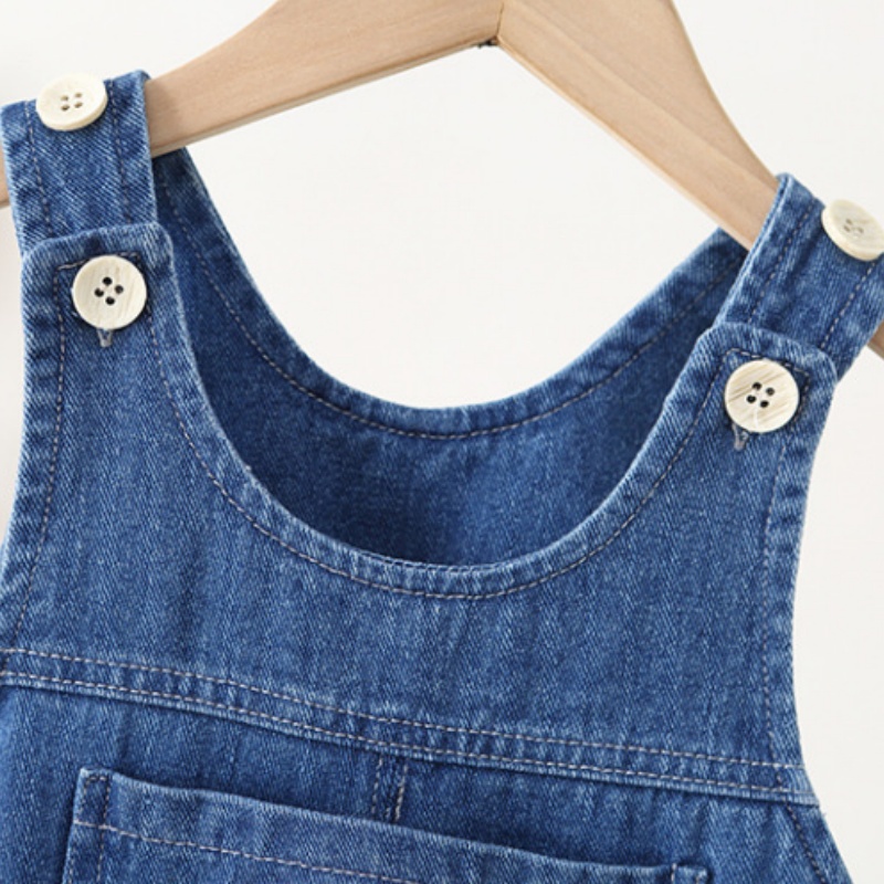 Baby Toddler Mushroom Print Ruffle Denim Overalls