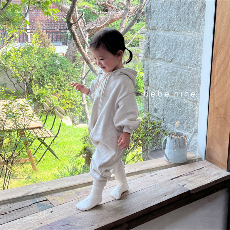 Baby Solid Color Hooded Casual Romper