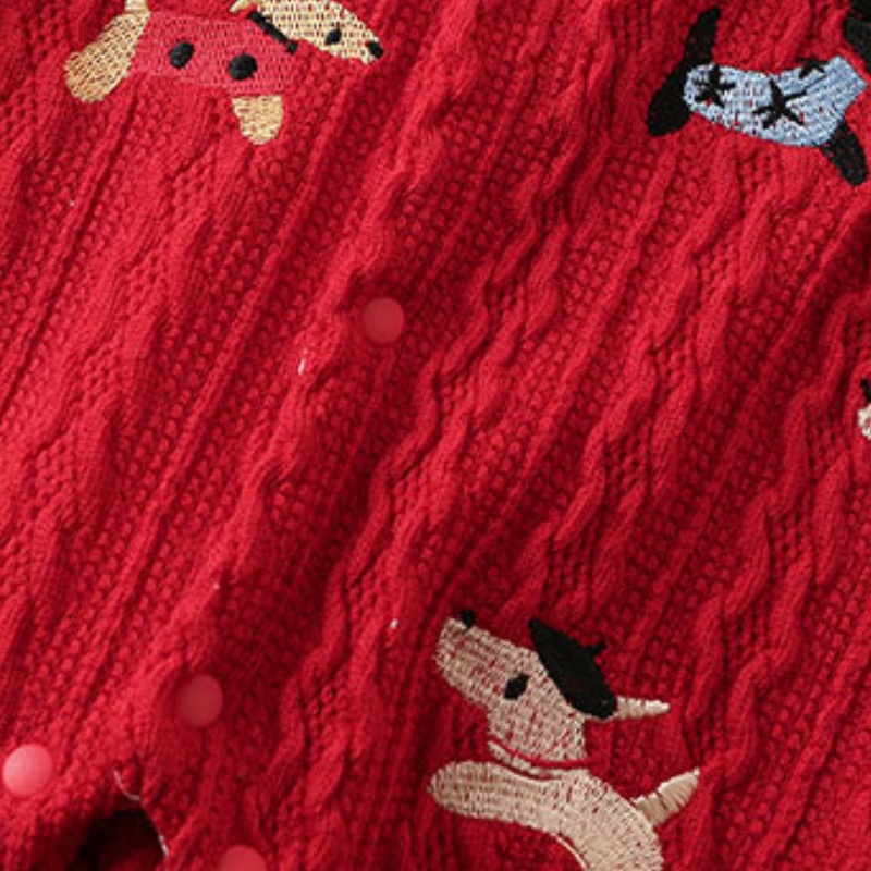 Baby Dog Print Sweater Double Layer Romper