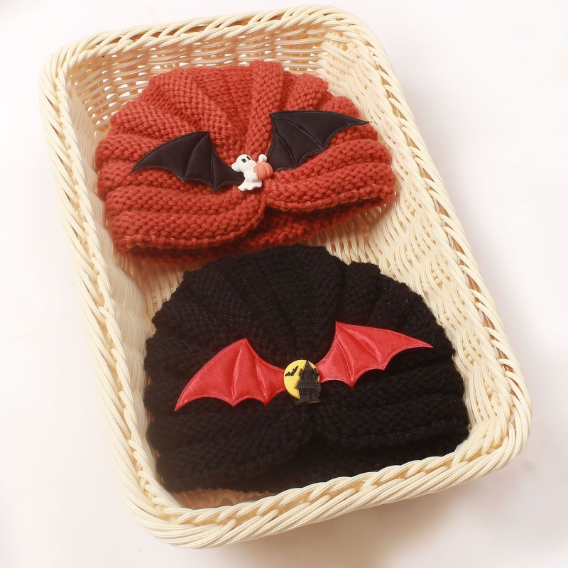 Baby Halloween Pumpkin Bat Knitted Hat