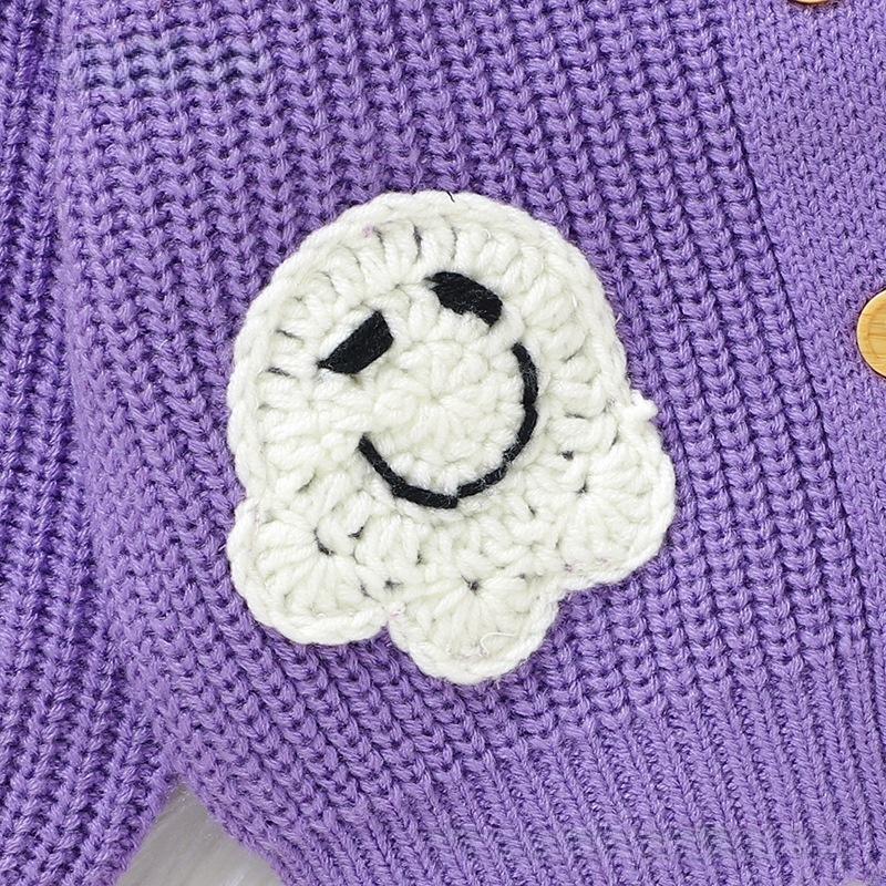 Baby Halloween 3D Pumpkin Knitted Cardigan