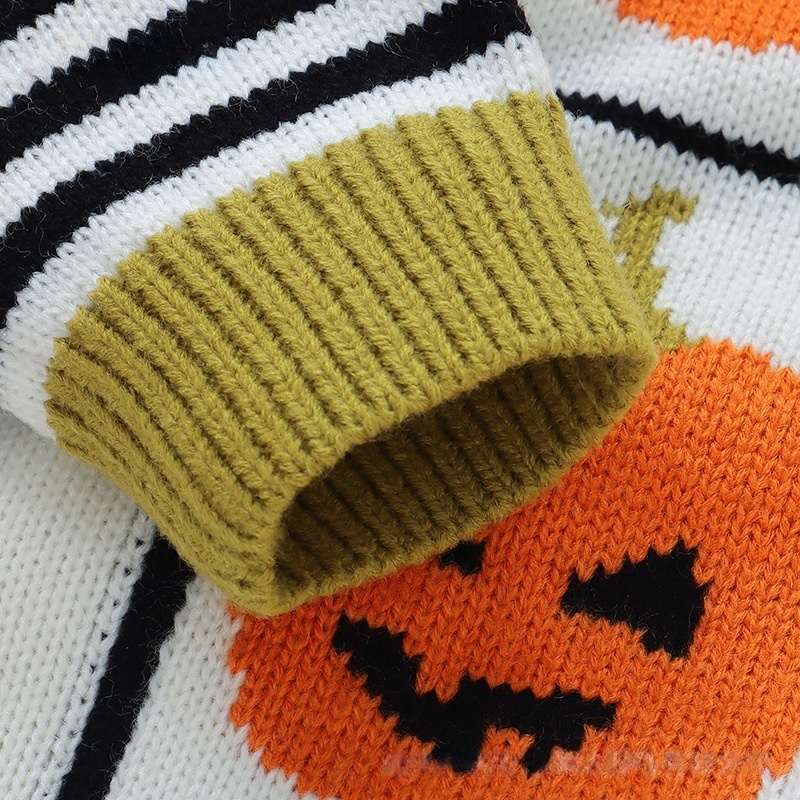 Baby Halloween Pumpkin Jacquard Romper