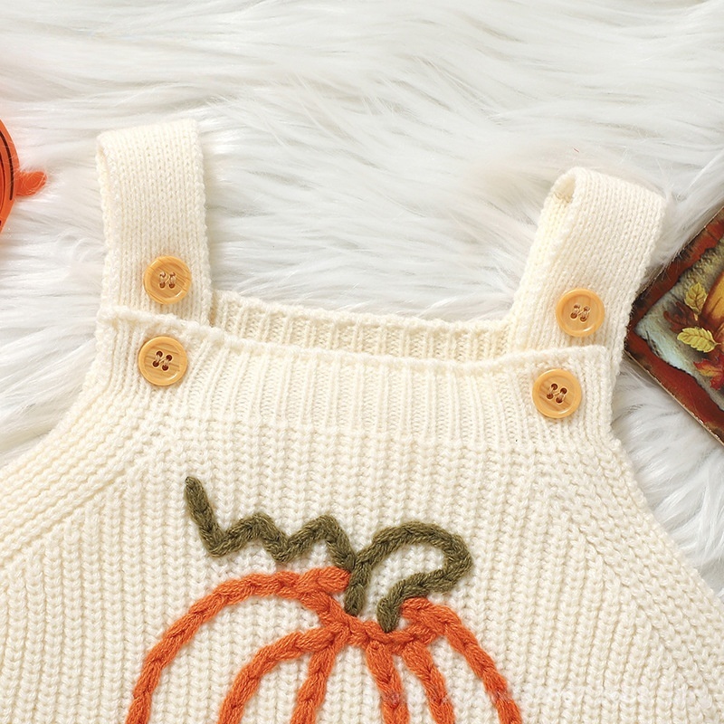 Baby Halloween Pumpkin Print Sweater Overalls