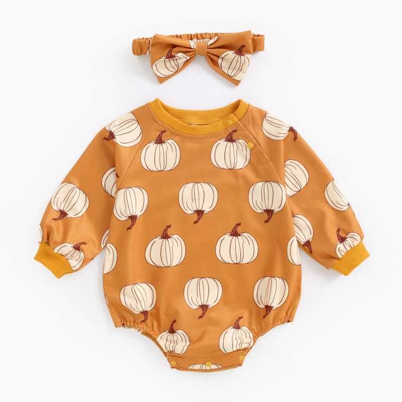 Baby Halloween Pumpkin Print Romper