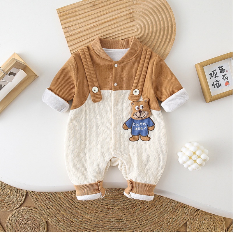 Baby Toddler Bear Print Double Layer Romper