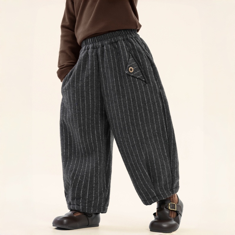 Kids' Striped Fleece-Lined Casual Pants