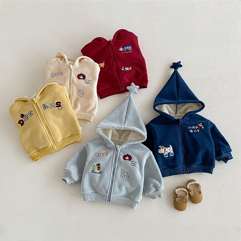 Baby Toddler Alphabet Cartoon Fleece Coat