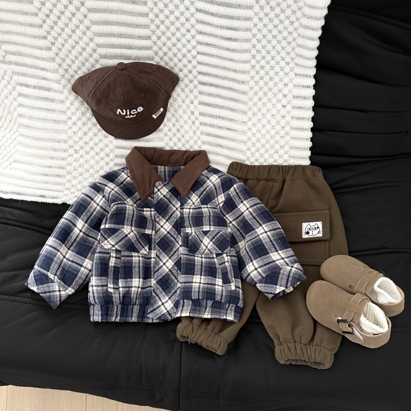 Baby Kids' Boy Plaid Quilted Jacket