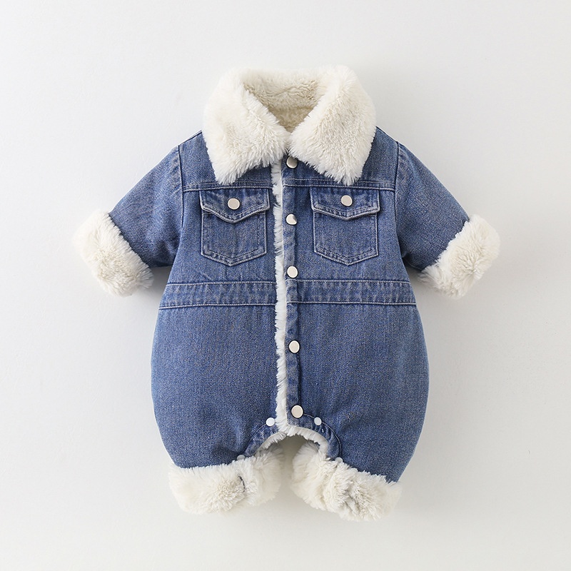 Baby Toddler Denim Fleece Romper