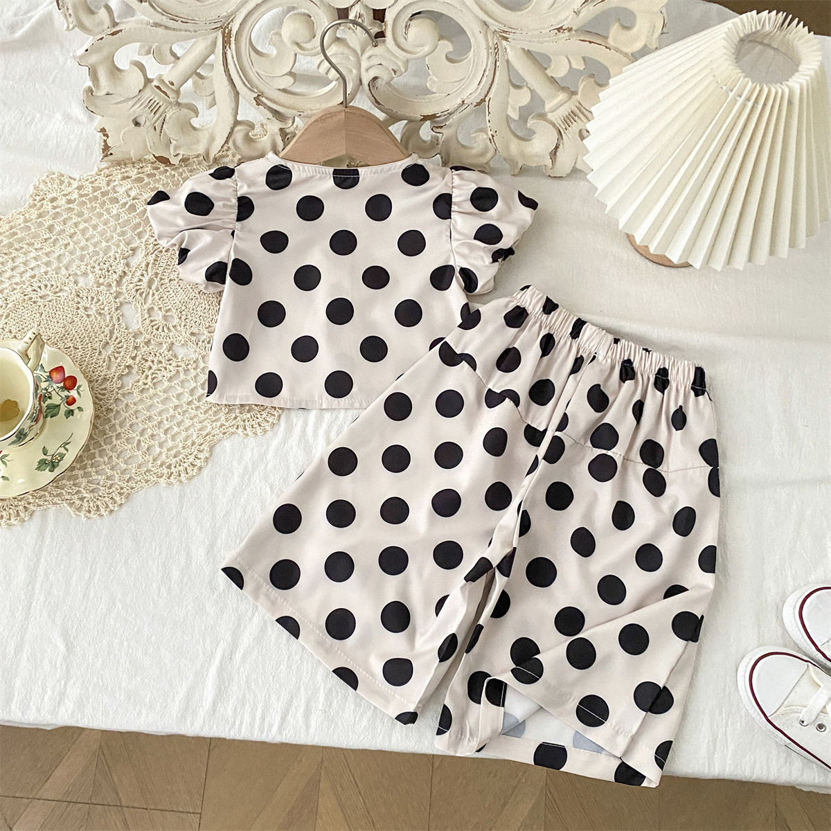 Toddler Kid Girl Beige Dot 2-piece Set