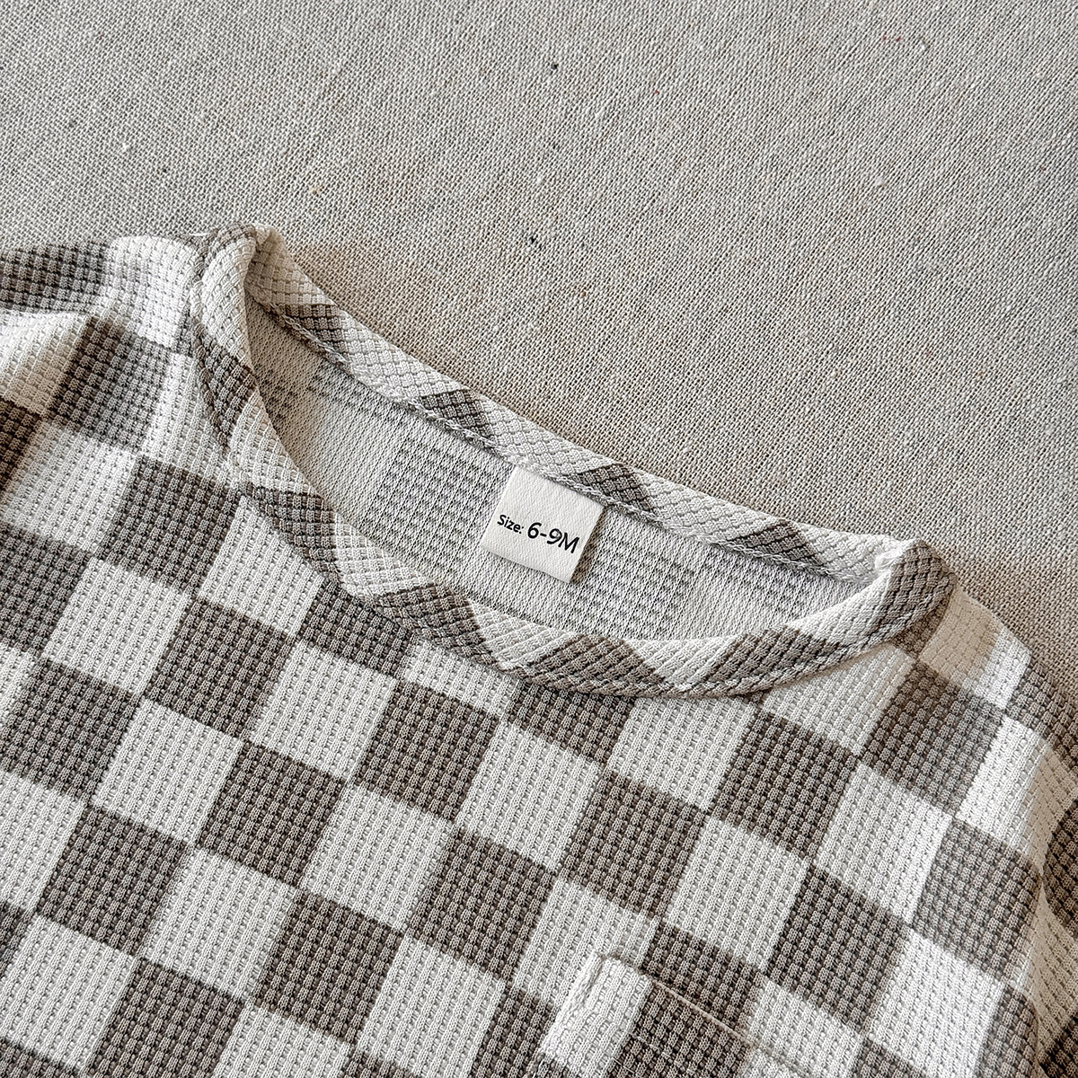 Baby 2-Piece Checkerboard Pattern Waffle Set