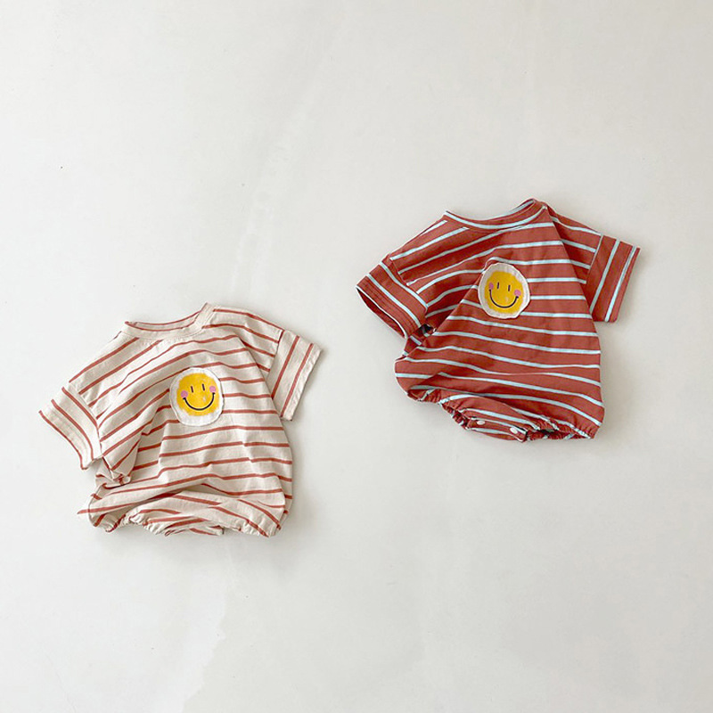 Baby Smiley-Face Striped Romper