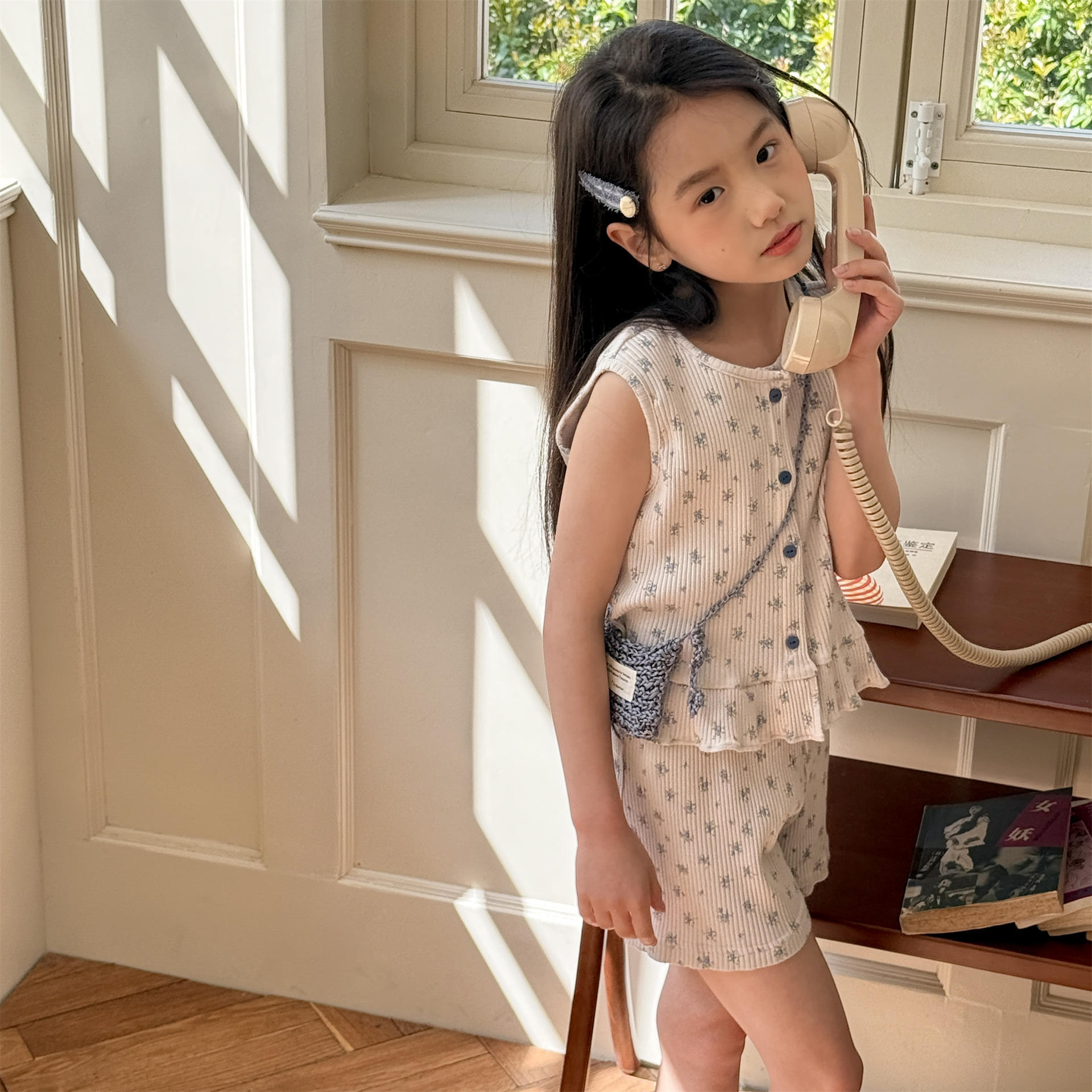 Kids Girl Cotton Ribbed Tank Top and Shorts Set