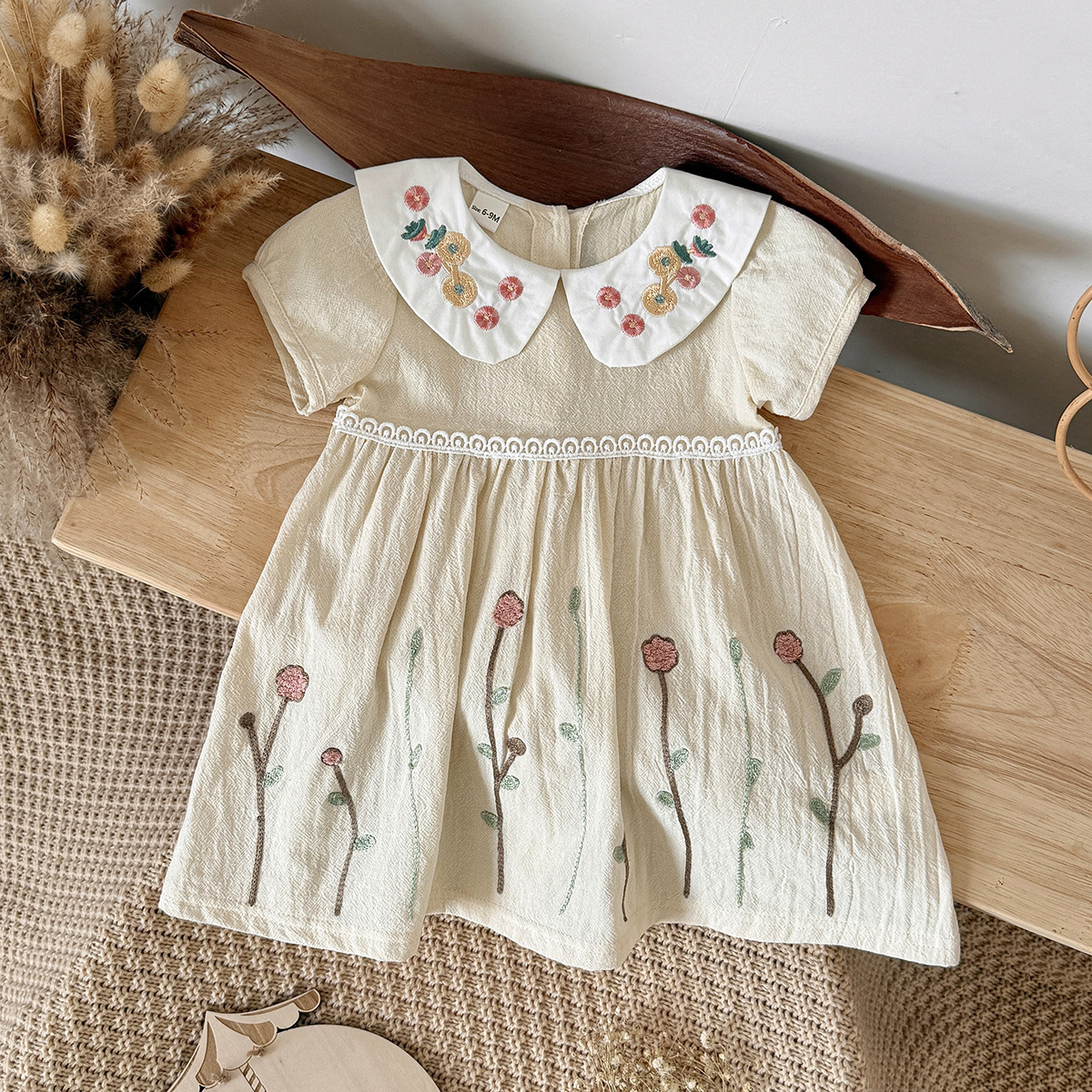 Baby Girl Embroidered Peter Pan Collar Dress