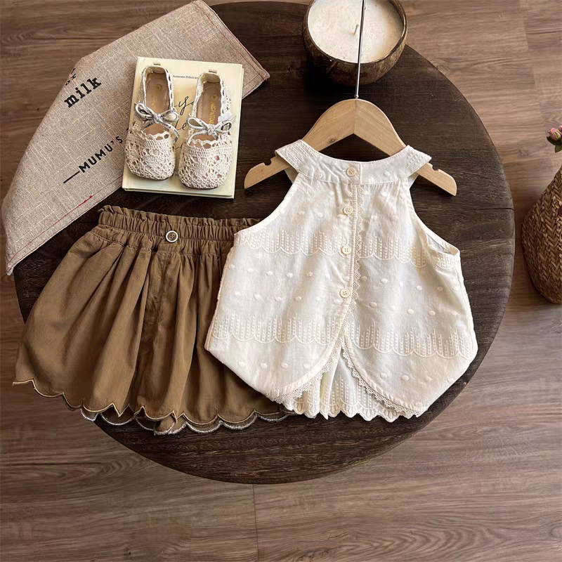 2-Piece Toddler Girls' Halter Shorts with Lace Set