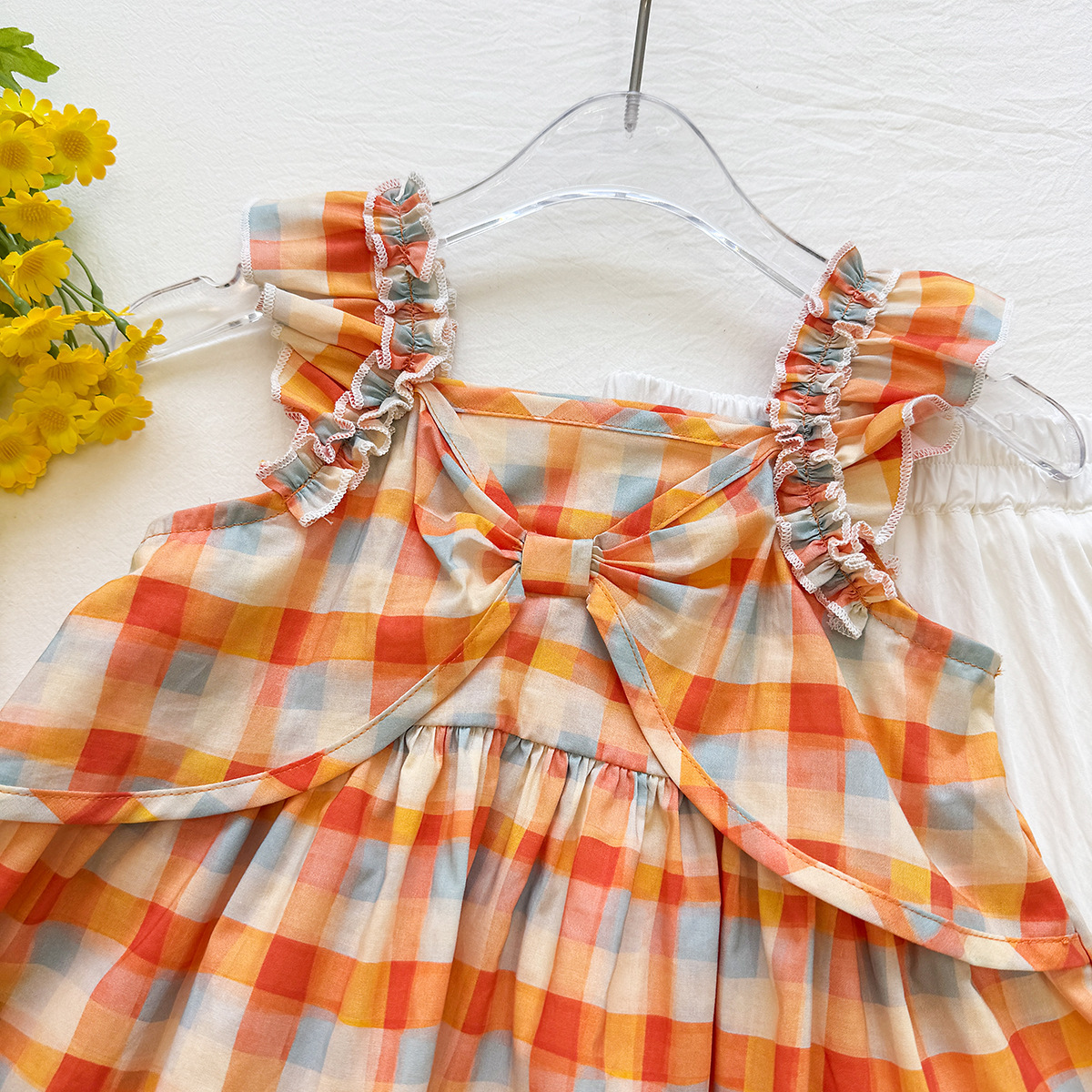 Baby& Kid Plaid Strappy Top & Skirt Set