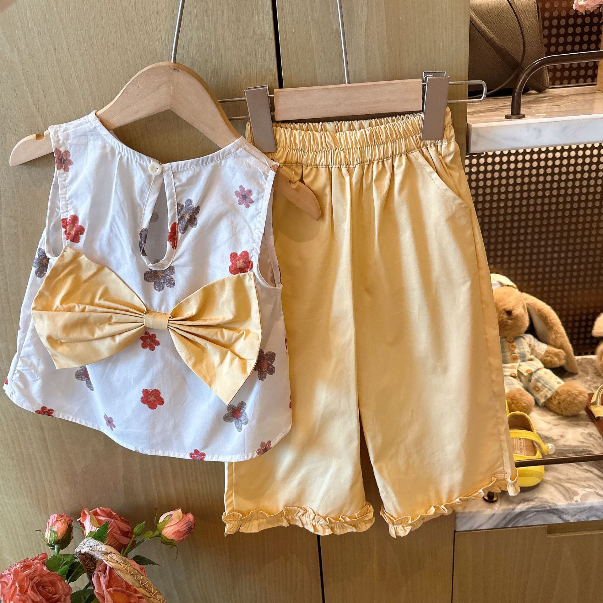 Baby& Kid Floral Embroidery Top and Pant Sets
