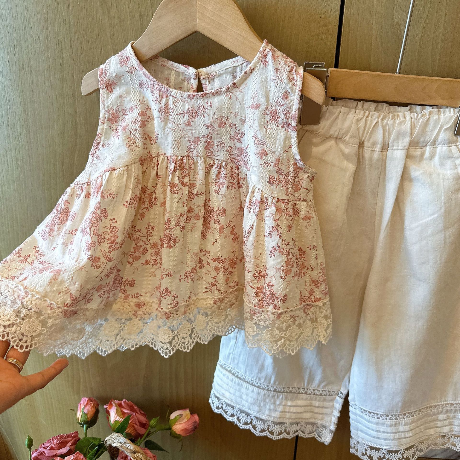 Baby& Kid Floral Lace Top and Pants Set