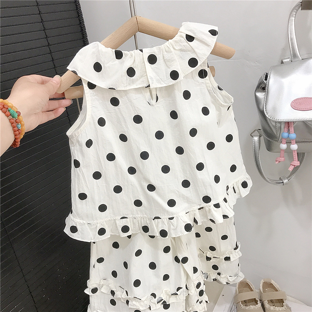 Baby& Kid Ruffled Dots Top and Pants Set