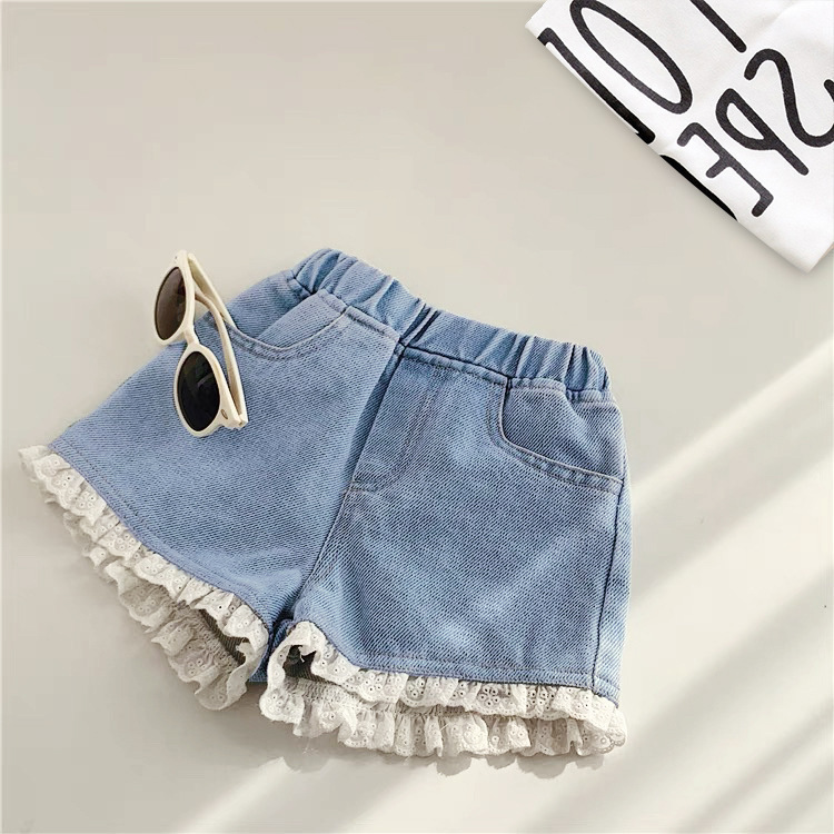 Baby& Kid Lace-trimmed Denim Shorts