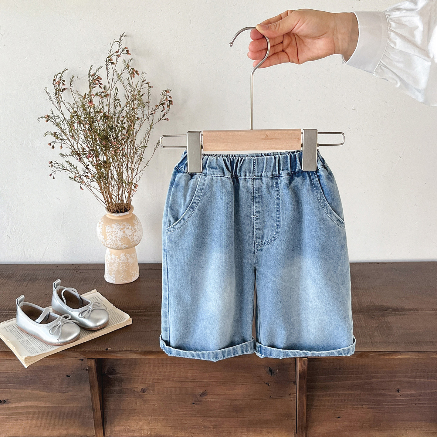 Baby Vest Button Jeans Top and Pants Set