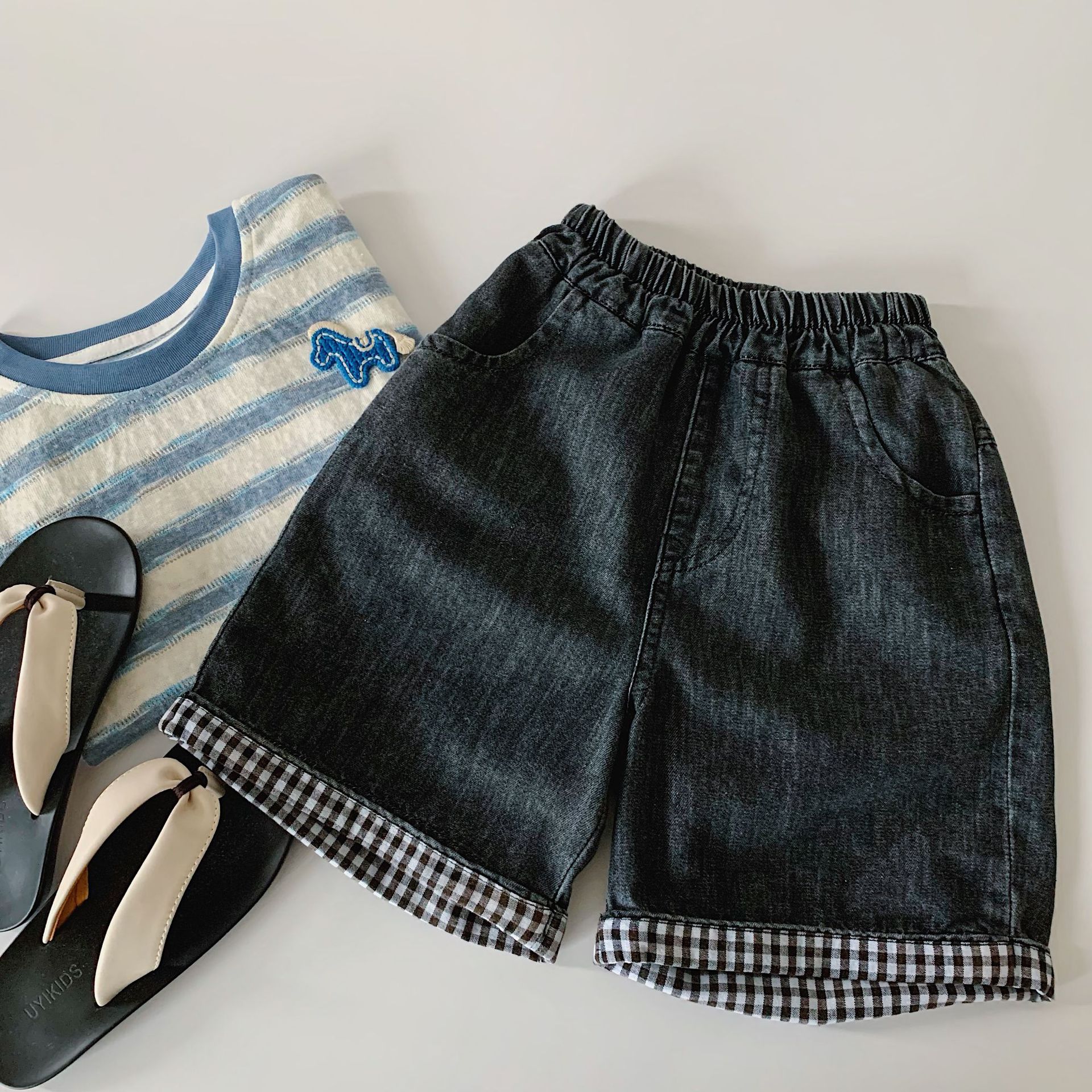 Kids Checkerboard Short Jeans