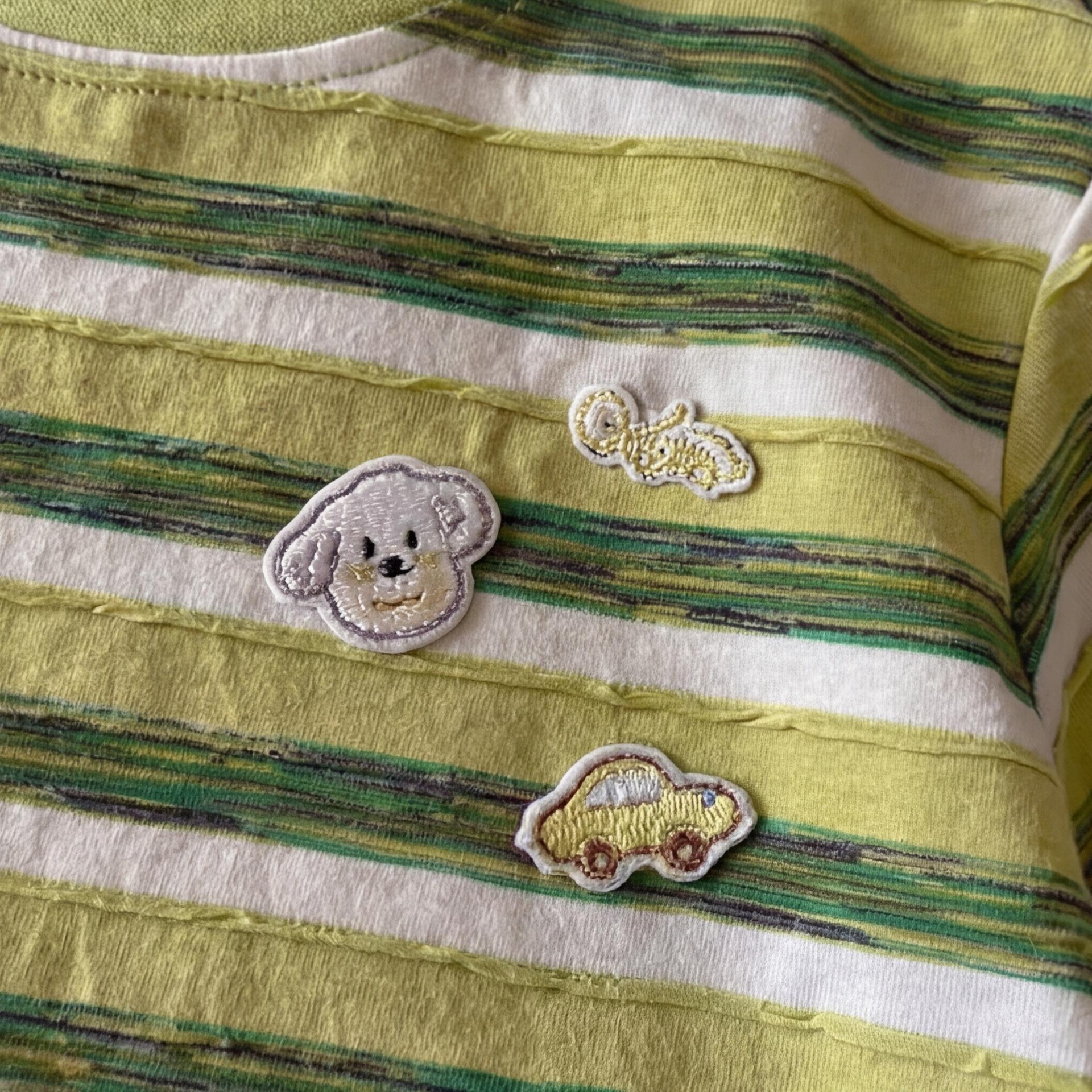 Baby& Kid Striped Cartoon Puppy Car T-Shirt