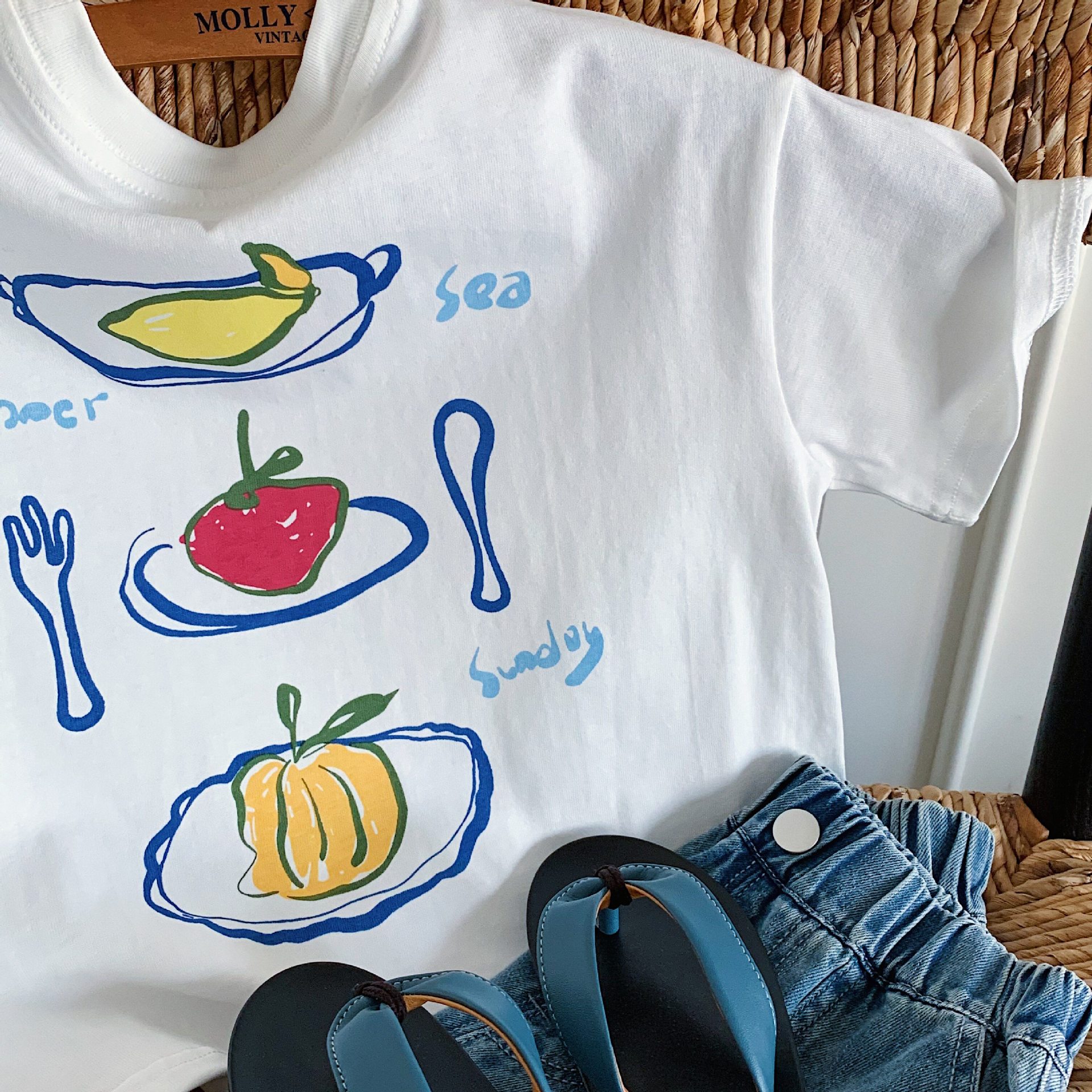 Kids Fruit Meal Print Short T-shirt