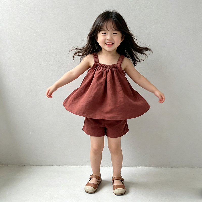 Baby& Kid Solid Color camisole Top and Pants Set